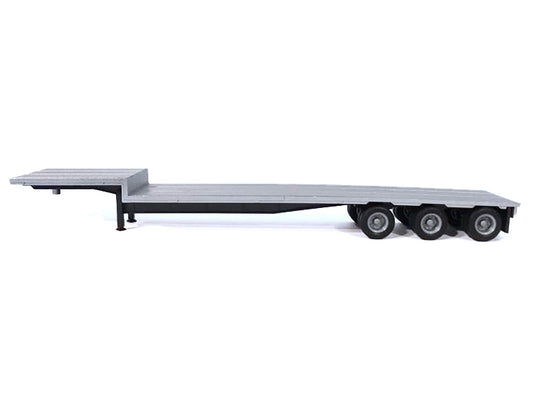 3-Axle Dropdeck Flatbed Trailer Silver Top 1/87 (HO) Plastic Model by Promotex Promotex