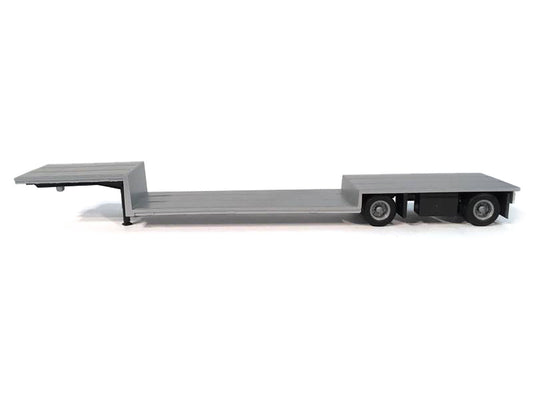 Spread Axle Double-Drop Flatbed Trailer Silver Top 1/87 (HO) Plastic Model by Promotex Promotex