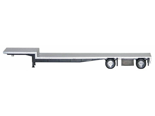 48ft Spread-Axle Drop Deck Trailer with Chrome Wheels and Silver Top 1/87 (HO) Plastic Model by Promotex Promotex