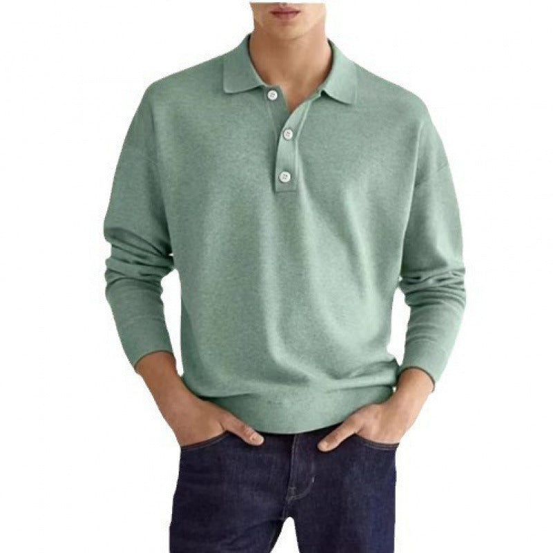New Autumn Long Sleeve V-neck Buttons Men's Casual Jacket Polo Shirt LadyShow.Store
