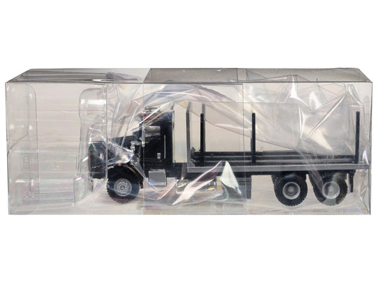 Kenworth T800 Stake Bed Truck Black 1/87 (HO) Plastic Model Car by Promotex-1