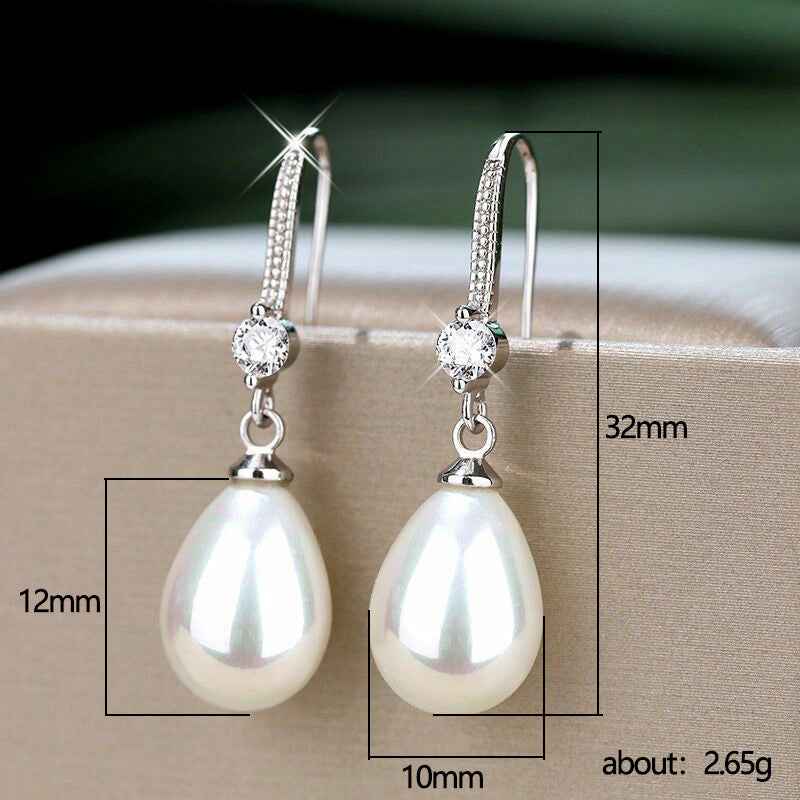 Women's Elegant Drop-shaped Imitation Pearl Long Earrings LadyShow.Store