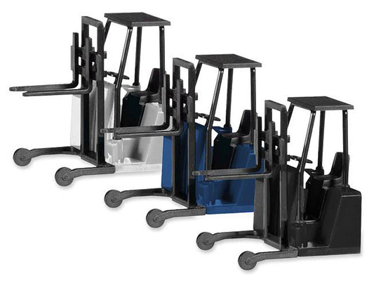 Forklifts with Trailer Bumper 3 Piece Set 1/87 (HO) Plastic Models by Promotex Promotex