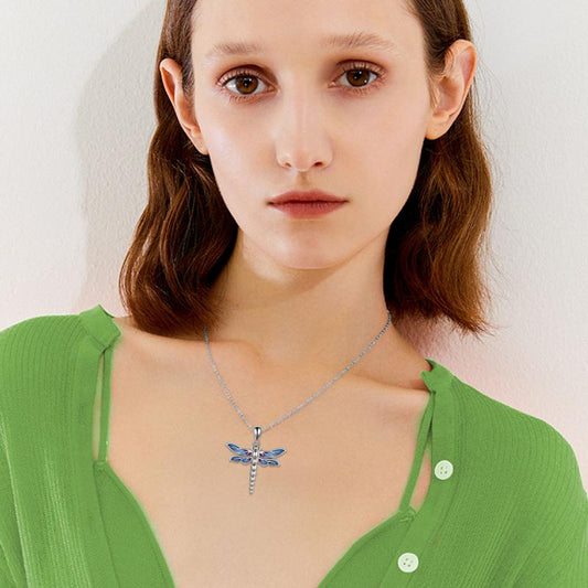 Sterling Silver Dragonfly Urn for Ashes Opal Dragonfly Cremation Necklace Jewelry LadyShow.Store