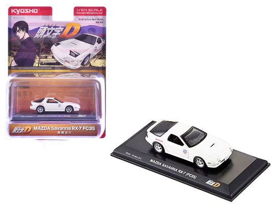 Mazda Savanna RX-7 (FC3S) RHD (Right Hand Drive) White "Initial D" Manga 1/64 Diecast Model Car by Kyosho Kyosho