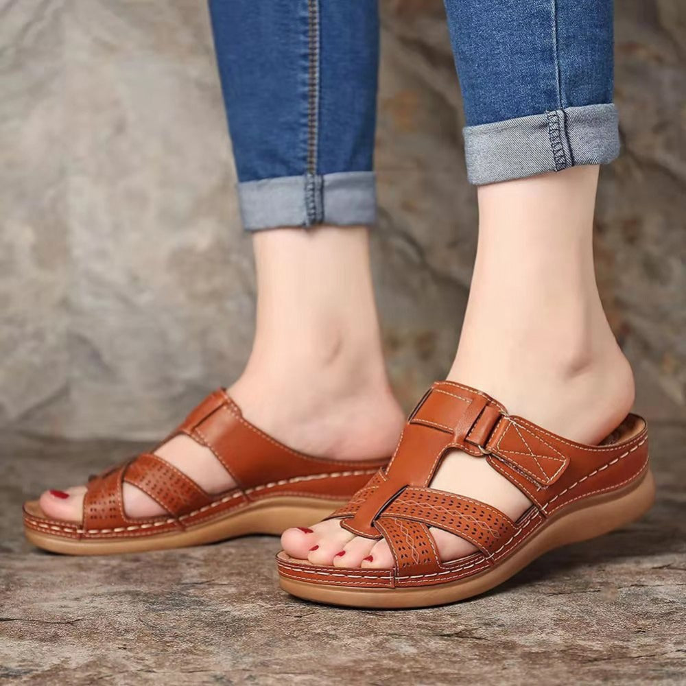 Vintage Wedge Platform Slip-On Ladies Sandals LadyShow.Store