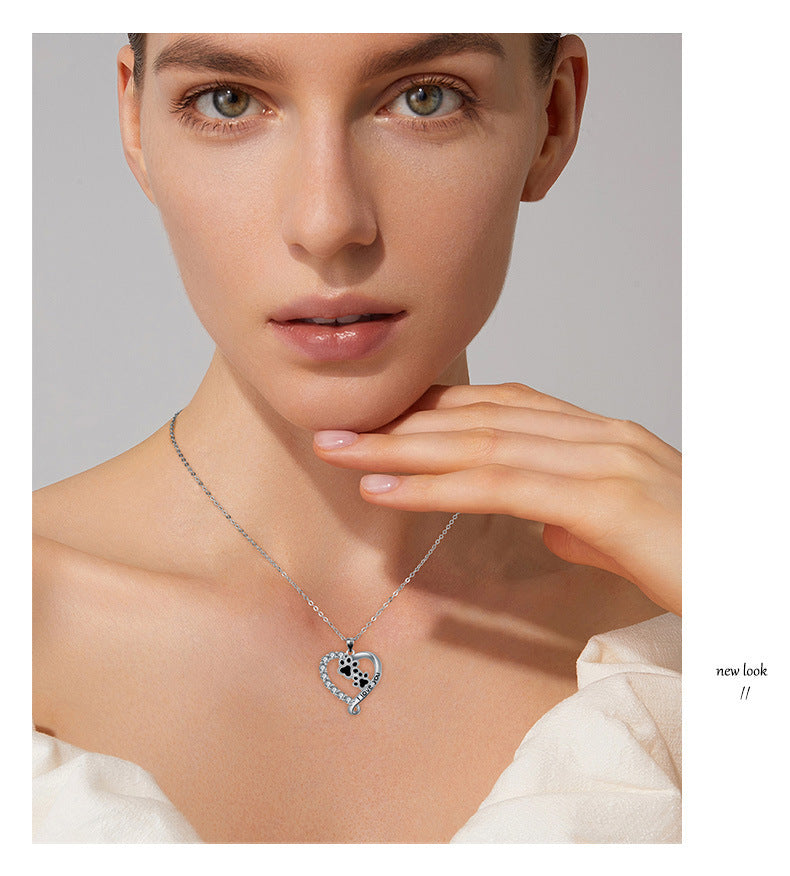 Heart-shaped Pendant Cute Dog's Paw Necklace For Women LadyShow.Store