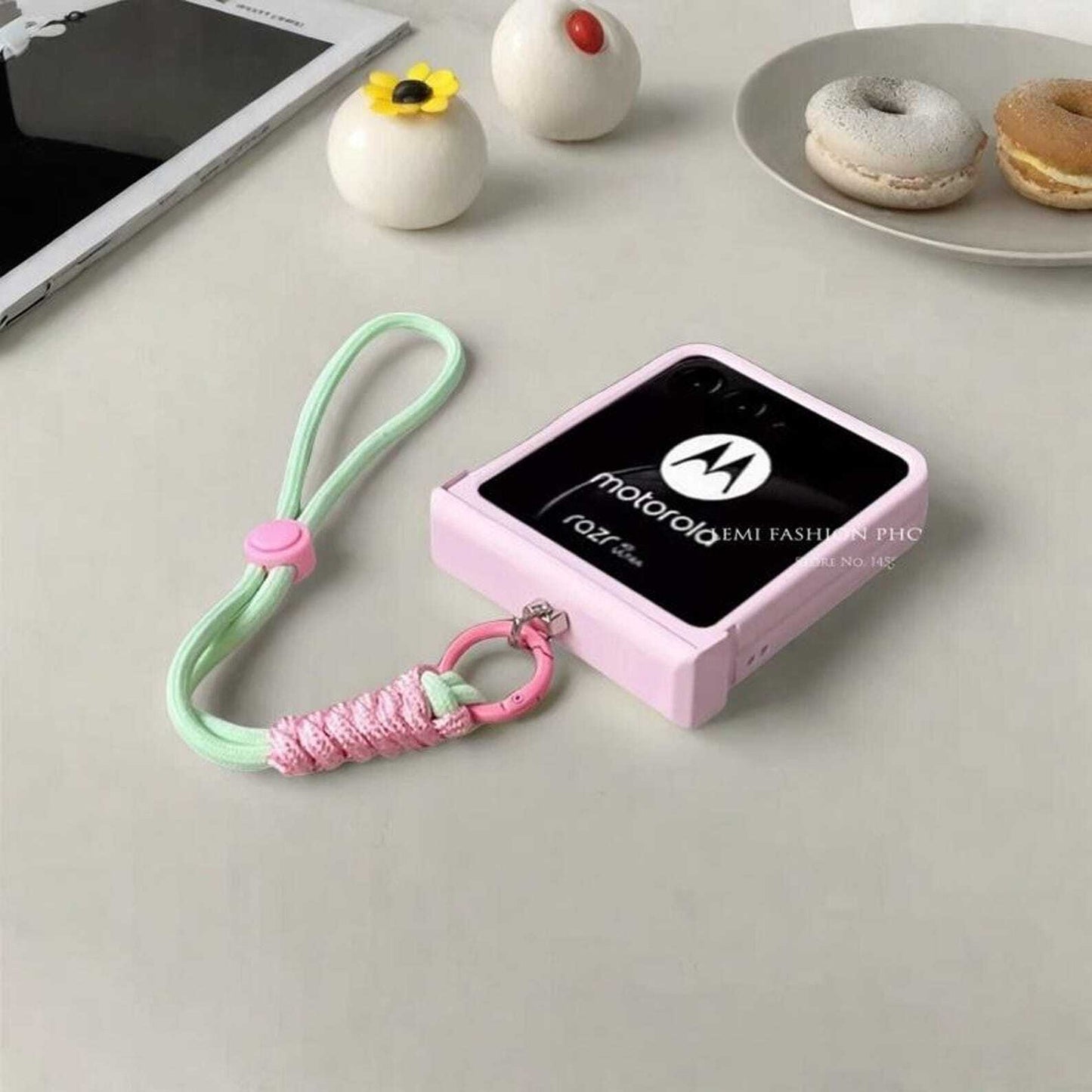 Strap Case for Motorola Razr 40/50 Ultra | Protective Back Cover with Wrist Strap for Secure Carrying W2B