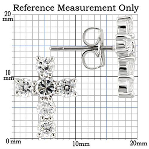 0W155 - Rhodium 925 Sterling Silver Earrings with AAA Grade CZ in Clear-1