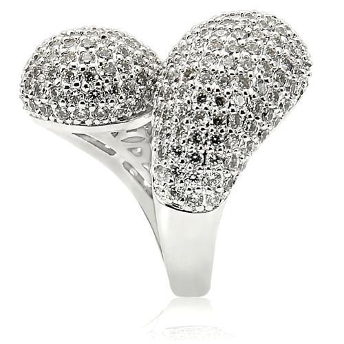 0W216 - Rhodium Brass Ring with AAA Grade CZ in Clear-4