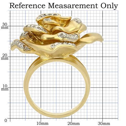 0W250 - Matte Gold & Rhodium Brass Ring with AAA Grade CZ in Clear-1