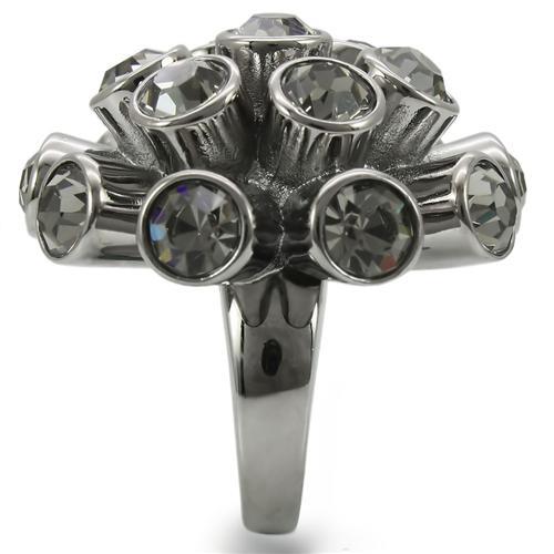 0W306 - Ruthenium Brass Ring with Top Grade Crystal in Jet-4