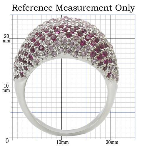 0W322 - Rhodium Brass Ring with AAA Grade CZ in Multi Color-1