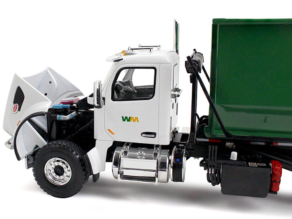 Peterbilt 567 Refuse Garbage Truck with 40 Yard Roll-Off Container "Waste Management" White and Green 1/34 Diecast Model by First Gear First Gear
