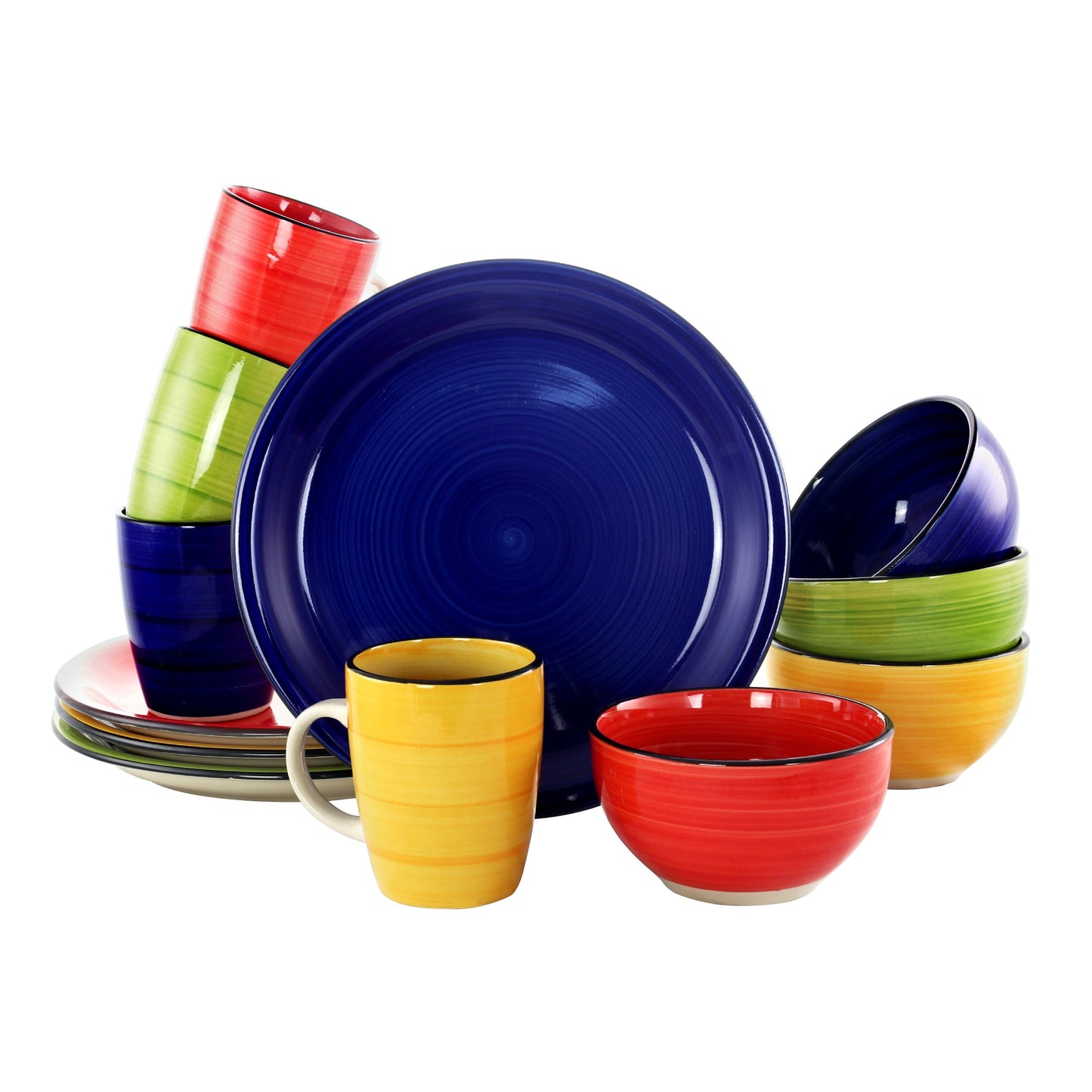 Gibson Home Color Vibes 12 Piece Handpainted Stoneware Dinnerware Set W2B