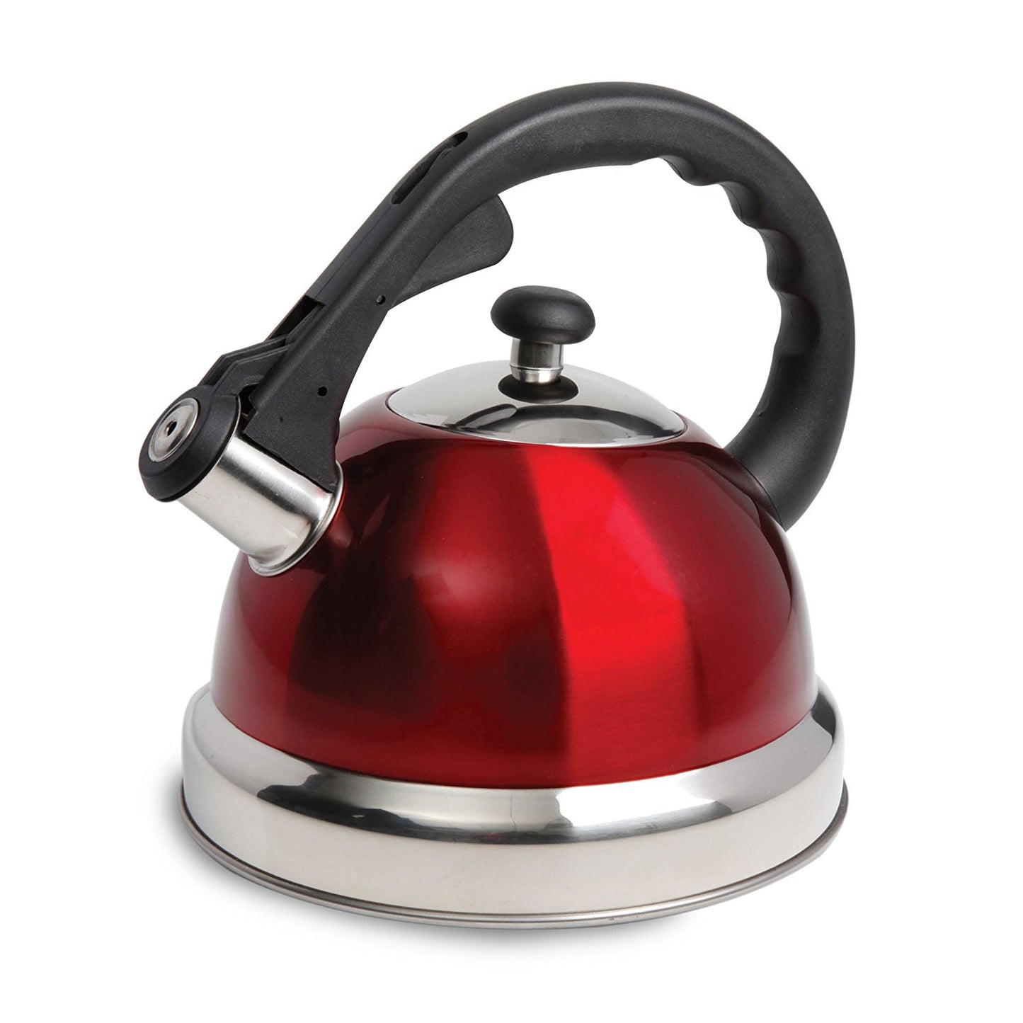 Mr Coffee Claredale 2.2 Quart Stainless Steel Whistling Tea Kettle in Red with Nylon Handle W2B