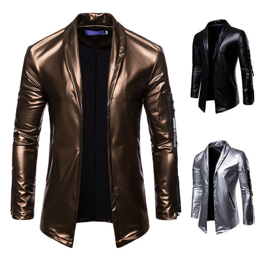 Youth Fitted PU Leather Motorcycle Jacket - Four-Season Biker Jacket with Knit Sleeves & Zipper Closure LadyShow.Store