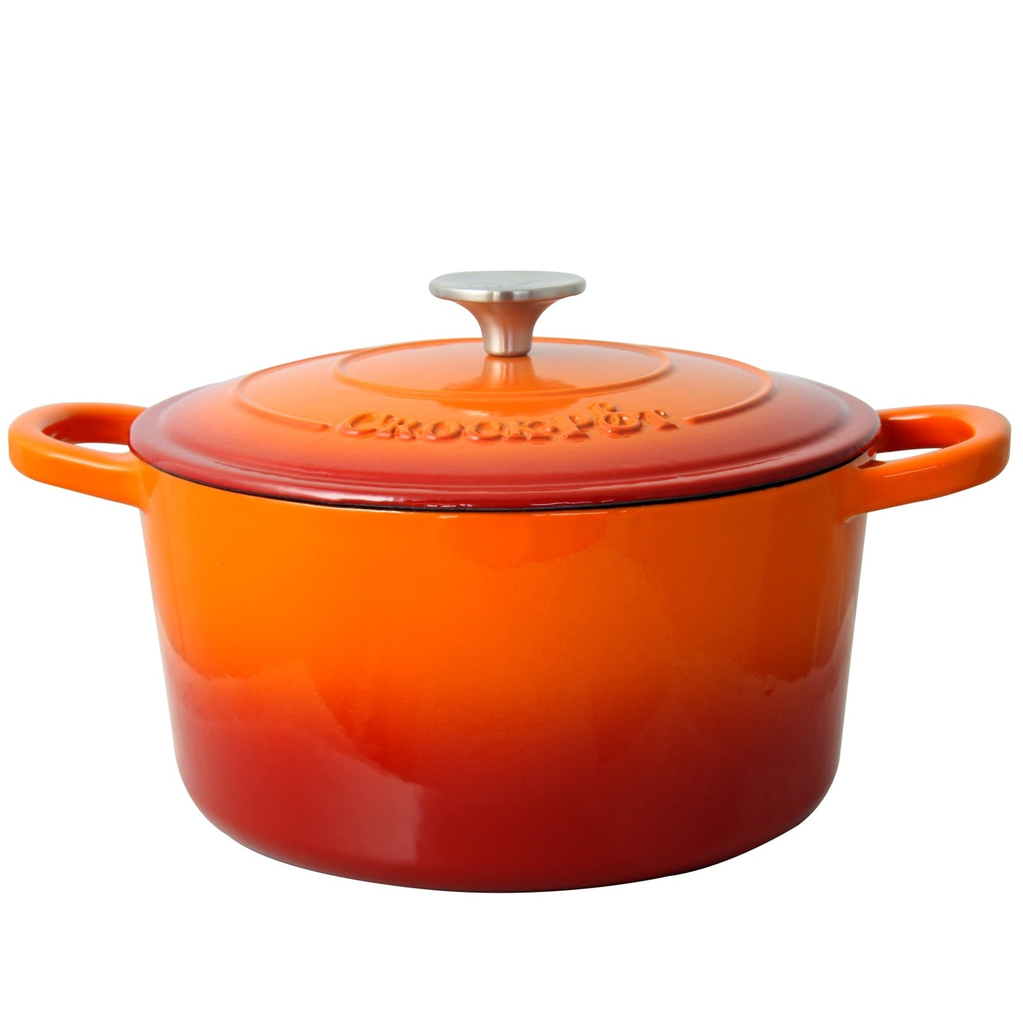 Crock Pot Artisan 5 Quart Round Enameled Cast Iron Dutch Oven in Sunset Orange W2B