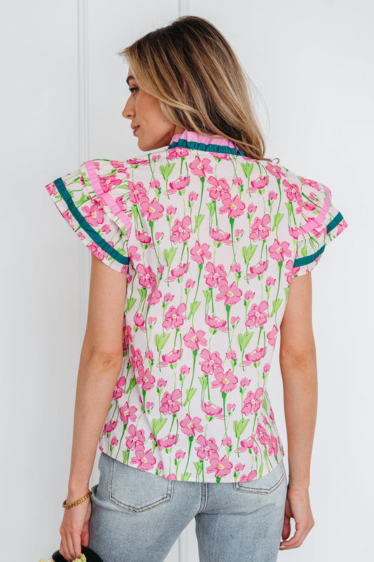 Elyse Ruffled Short Sleeve Blouse-1