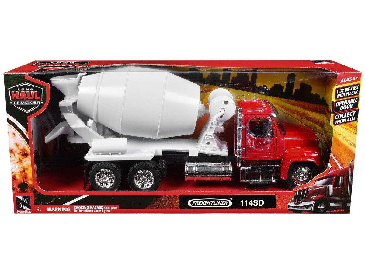 Freightliner 114SD Cement Mixer Red and White "Long Haul Truckers" Series 1/32 Diecast Model by New Ray New Ray