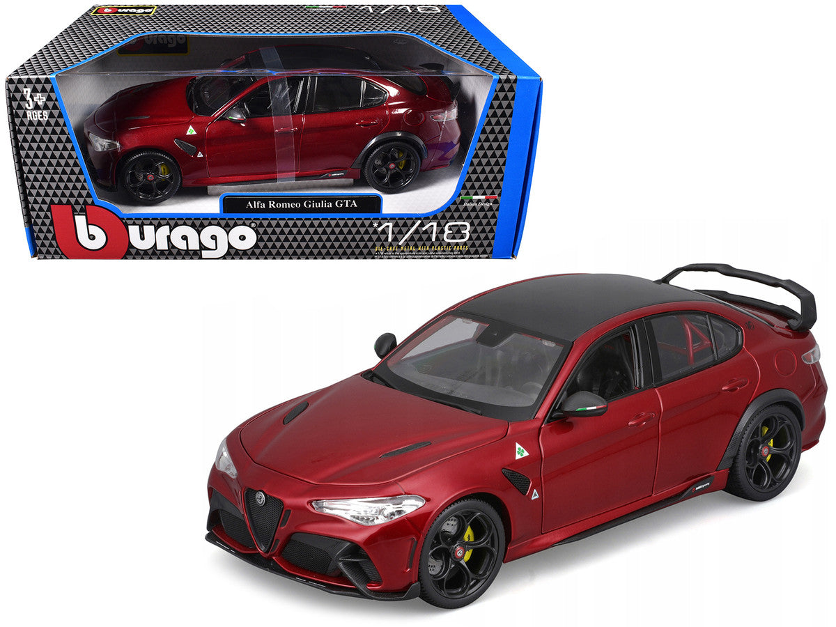 Alfa Romeo Giulia GTA Red Metallic with Carbon Top 1/18 Diecast Model Car by Bburago Bburago