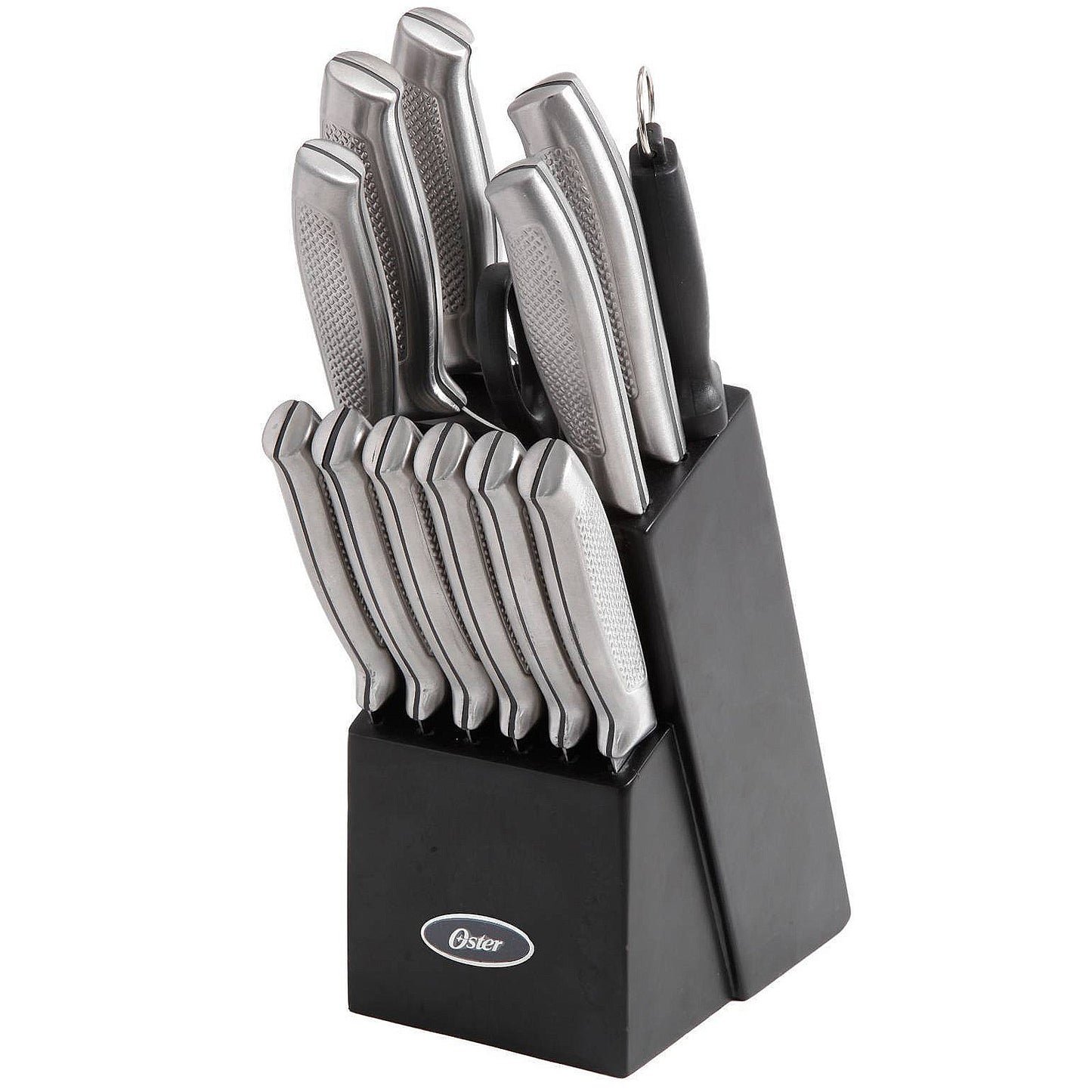 Oster Edgefield 14 Piece Stainless Steel Cutlery Knife Set with Black Knife Block W2B