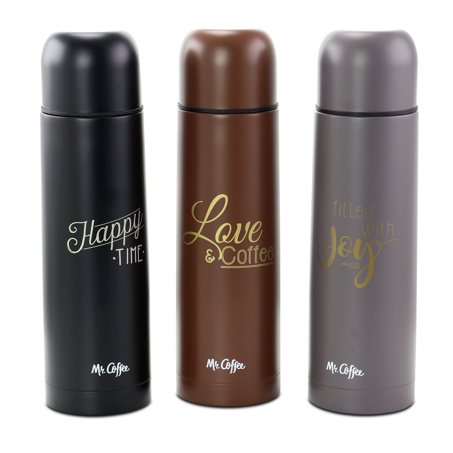 Mr. Coffee Luster Javelin 3 Piece 16 Ounce Stainless Steel Thermal Travel Bottle Set in Assorted Colors W2B