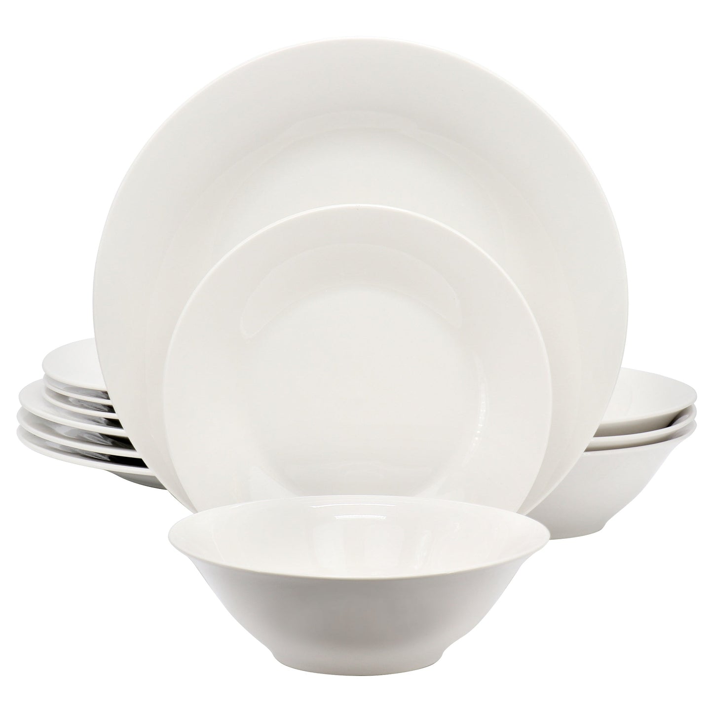 Gibson Home Everyday 12 Piece Round Fine Ceramic Dinnerware Set in White W2B