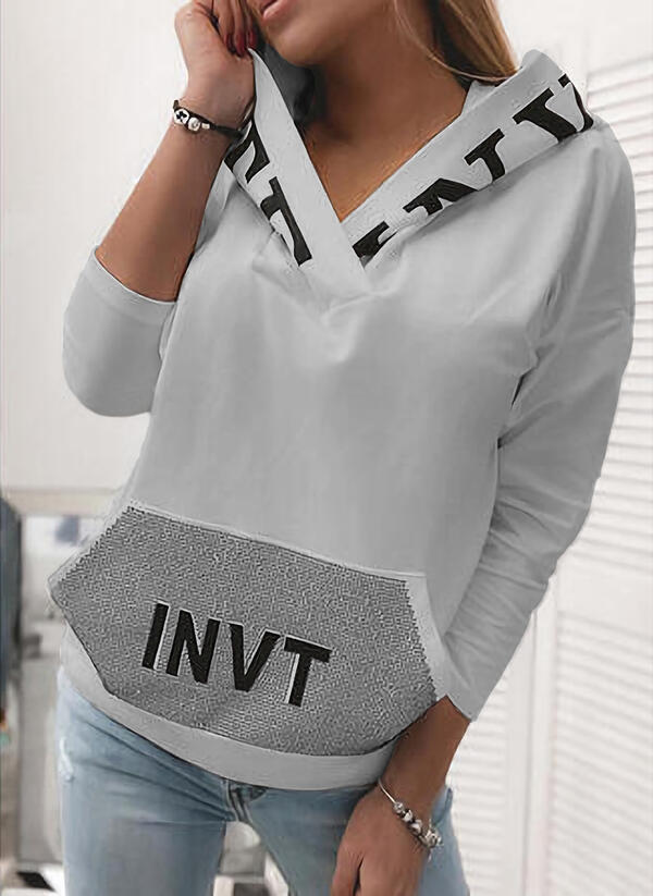 Pocket Hooded Letter Pullover Sweatshirt LadyShow.Store