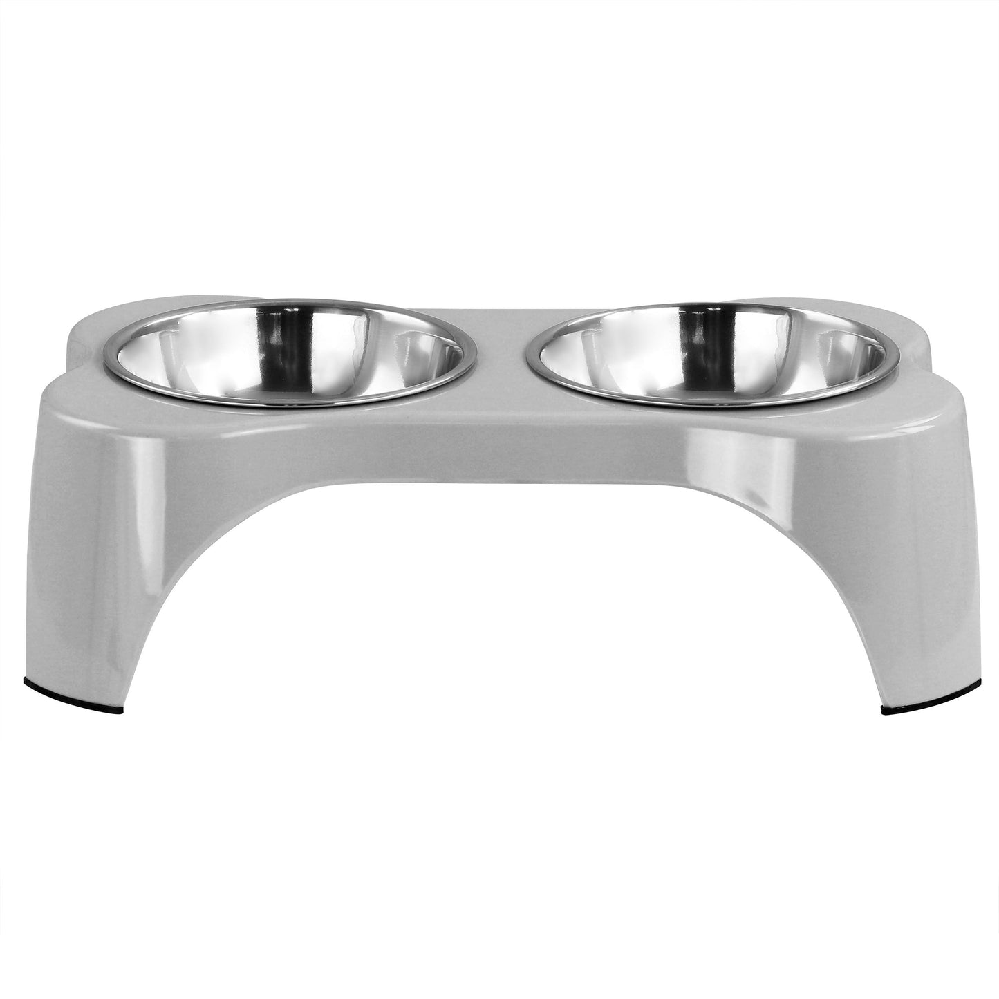 Gibson Home Bow Wow Meow 3 Piece Elevated Pet Bowl Dinner Set in Grey W2B