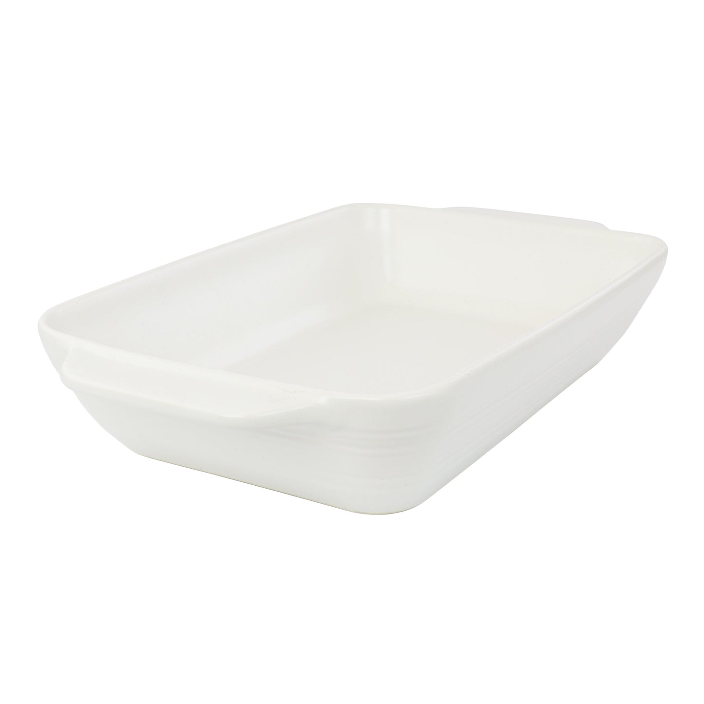 Gibson 4 Quart Rectangular Stoneware Baker in White Speckle W2B