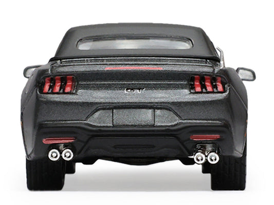 2024 Ford Mustang GT 5.0 Convertible Dark Matter Gray Metallic with Black Soft Top "Stampede" Series 2 1/64 Diecast Model Car by Greenlight Greenlight