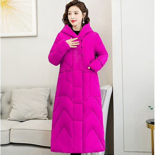 Plus Size Overknee Long Warm Hooded Cotton Jacket LadyShow.Store