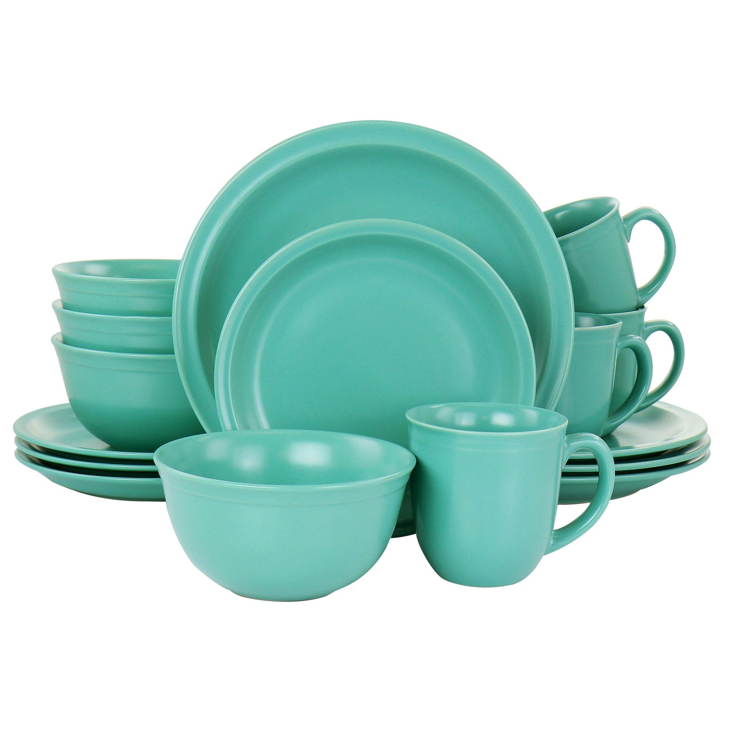 Gibson Home 16 Piece Siam Stoneware Dinnerware Set in Green W2B