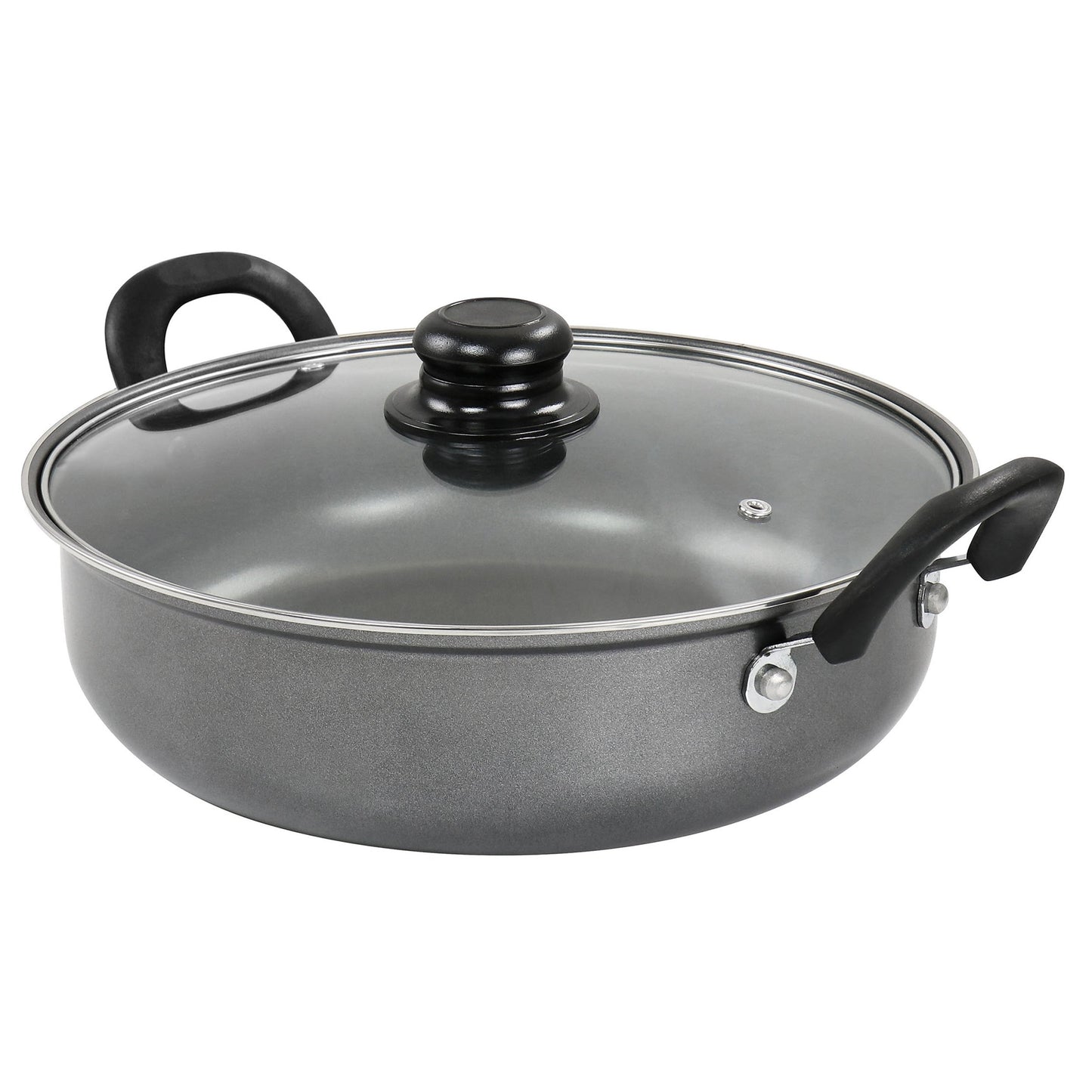 Gibson Everyday 12 Inch Highberry Nonstick All Purpose Pan with Lid in Grey W2B