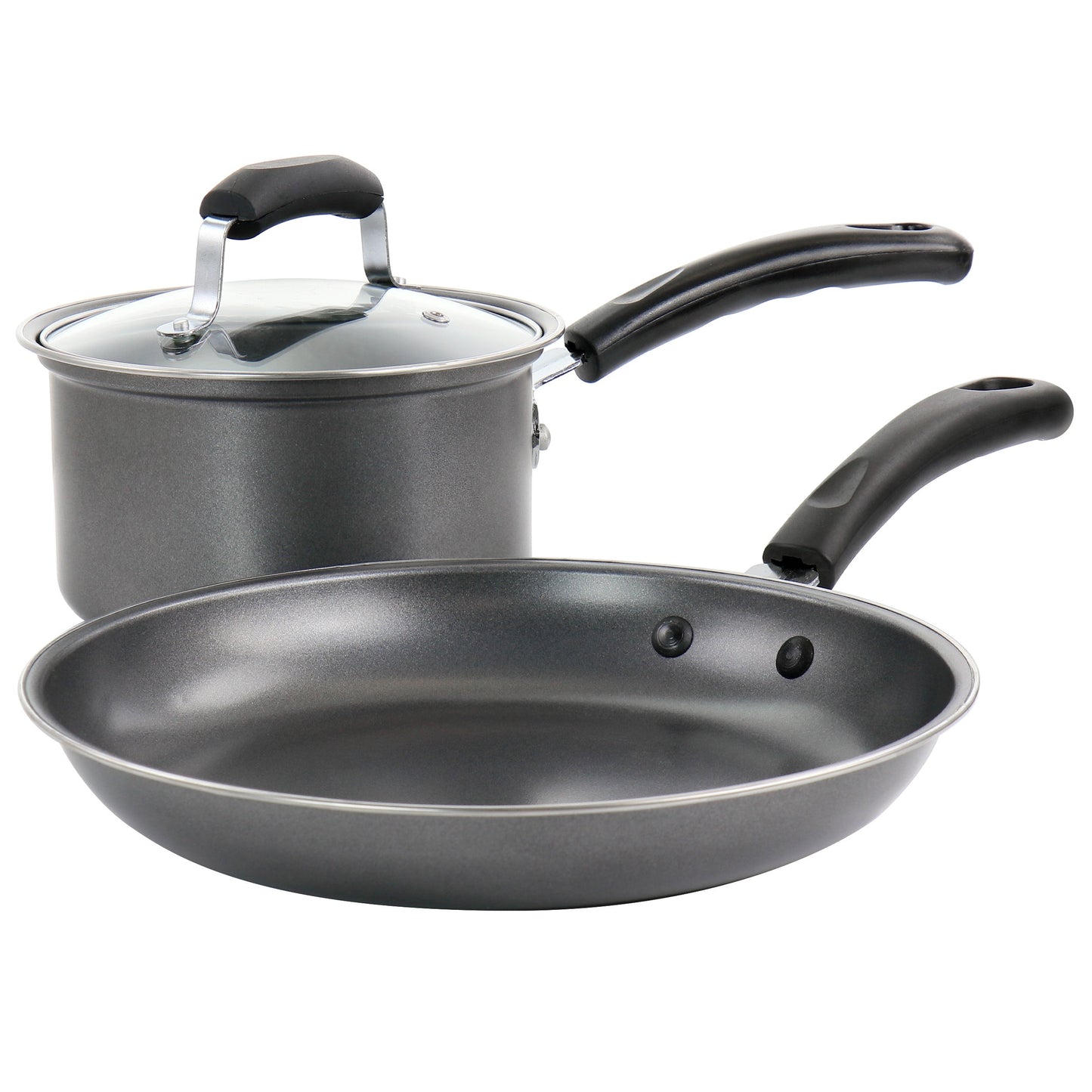 Gibson Everyday Highberry 3 Piece Nonstick Carbon Steel Cookware Set in Grey W2B