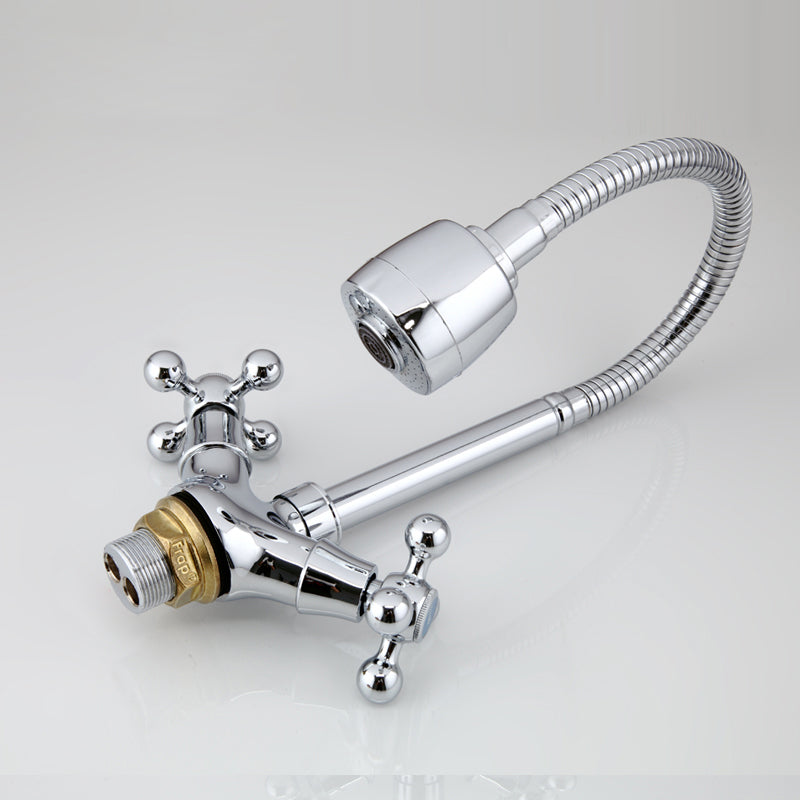 FRAP Silver Double Handle Faucet Kitchen Sink Faucet and Kitchen