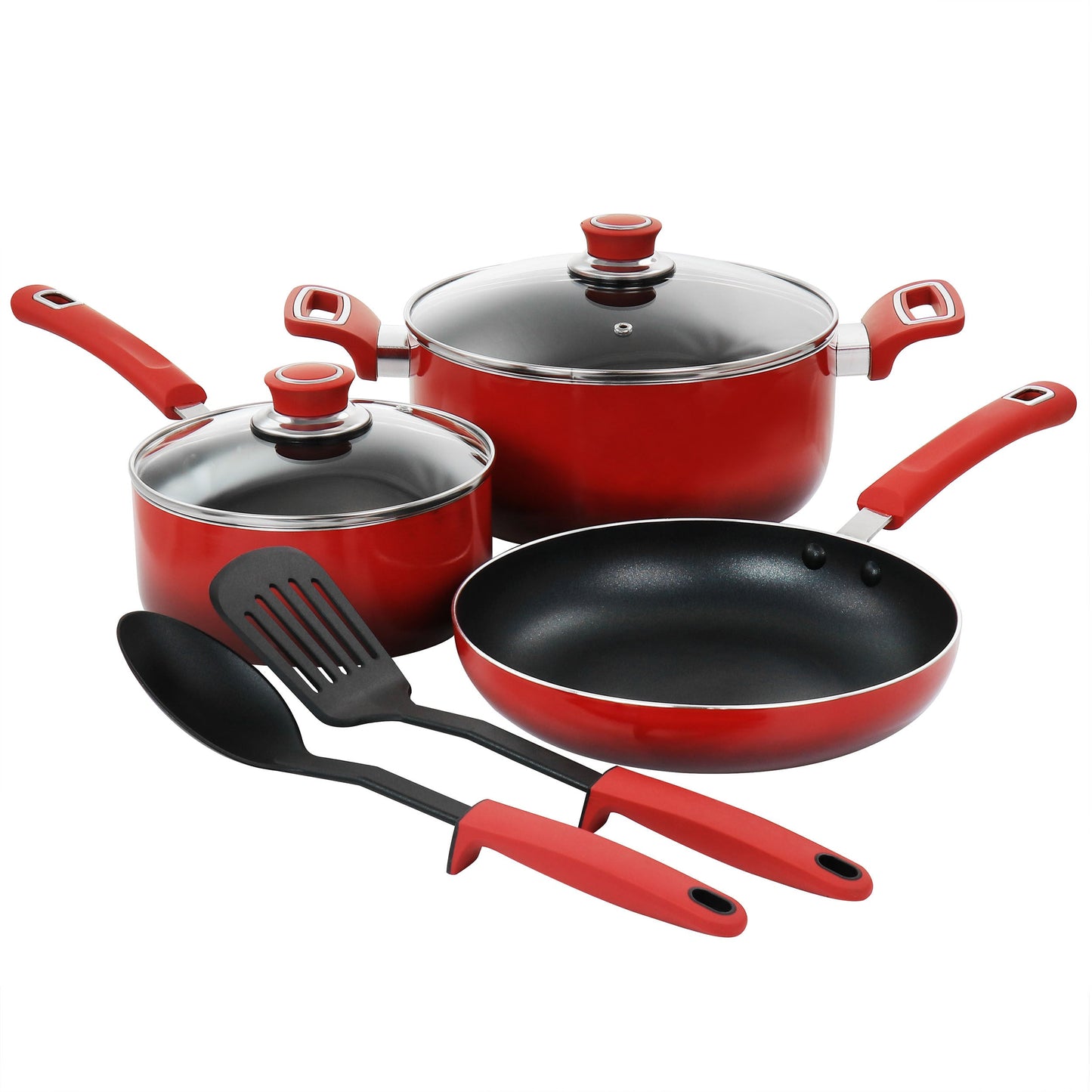 Oster 7 Piece Non Stick Aluminum Cookware Set in Red W2B