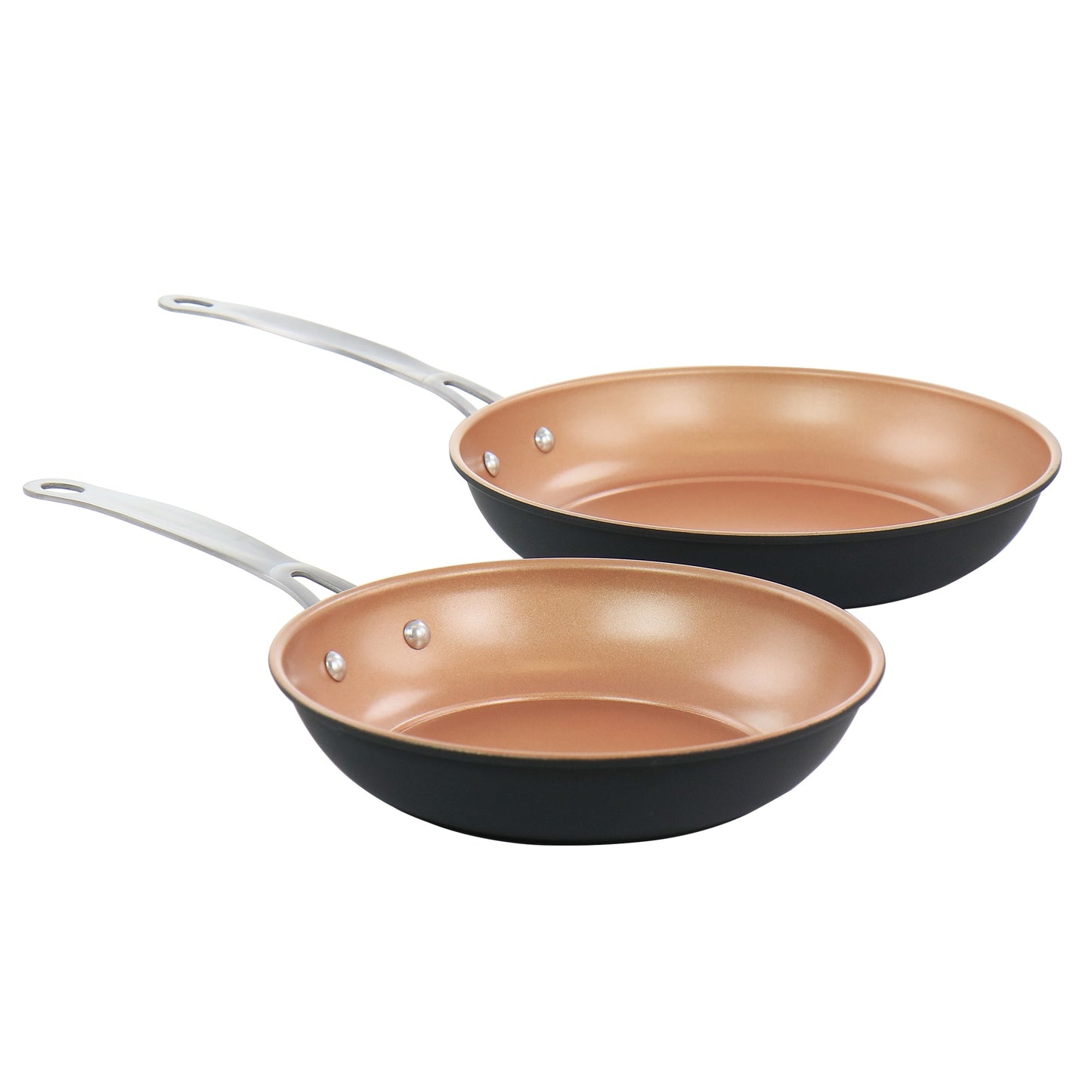 Gibson Home Chestnut 2 Piece Nonstick Carbon Steel Frying Pan Set in Copper W2B
