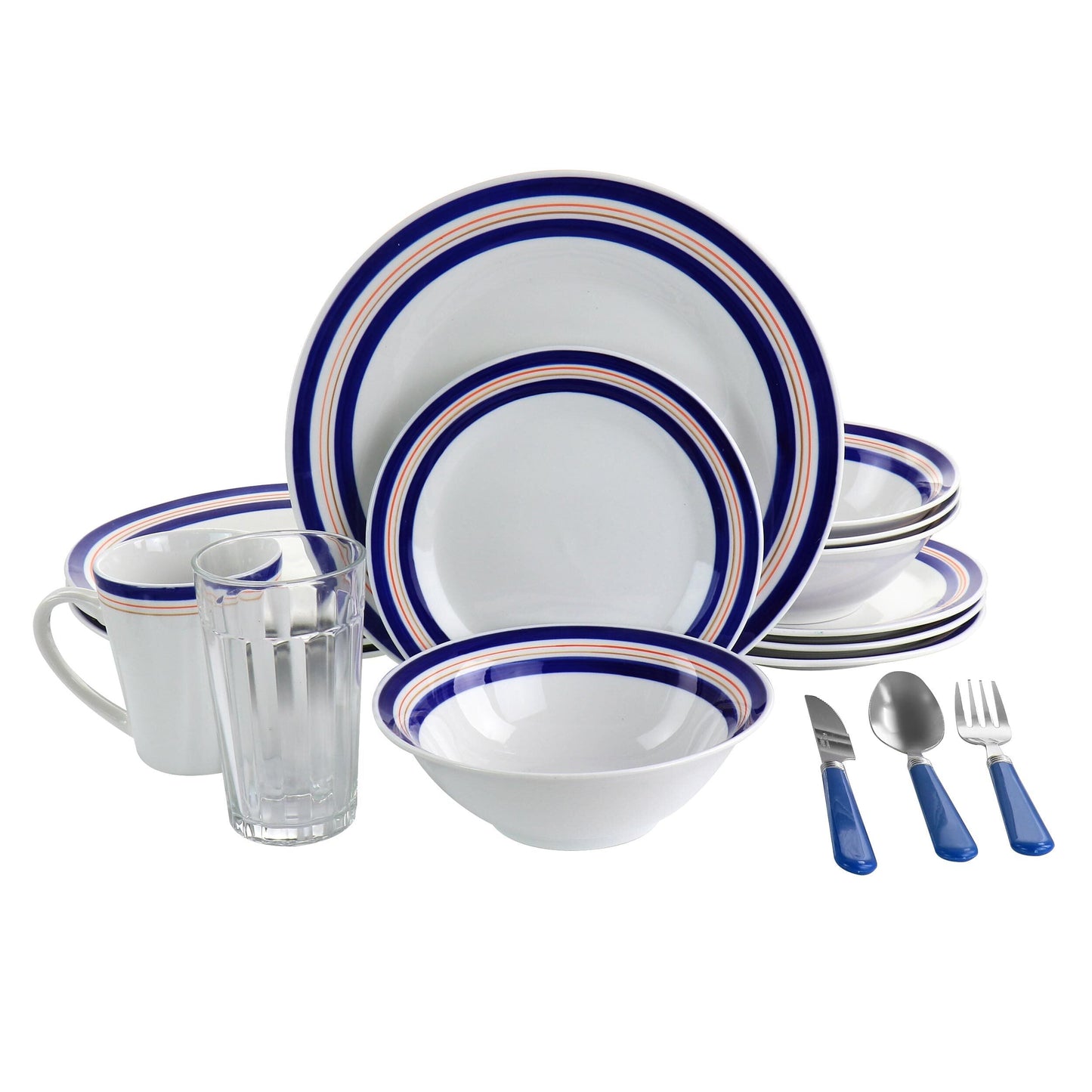 All U Need 32 Piece Ceramic Dinnerware Set in White W2B