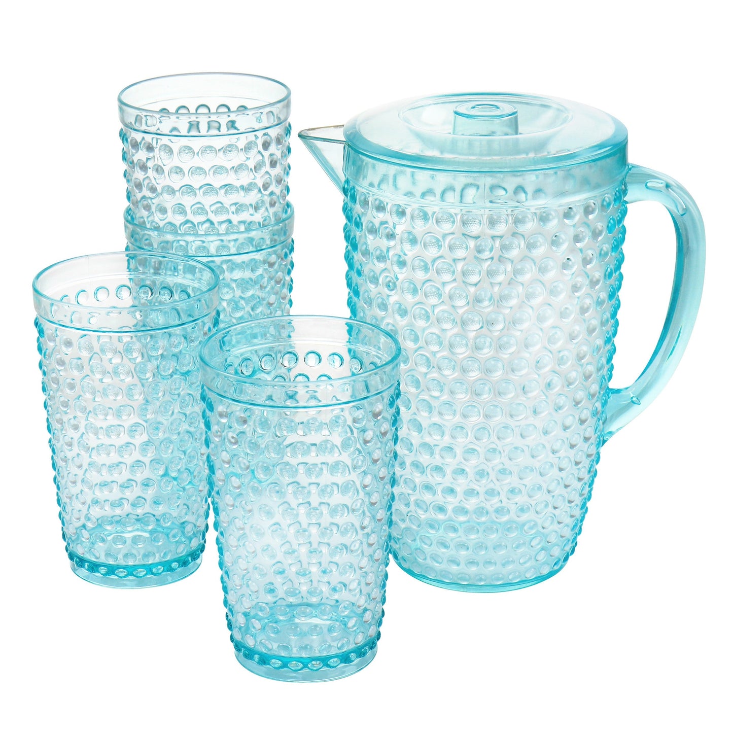 Gibson Home Malone 5 Piece Plastic Pitcher and Tumbler Set in Light Blue W2B