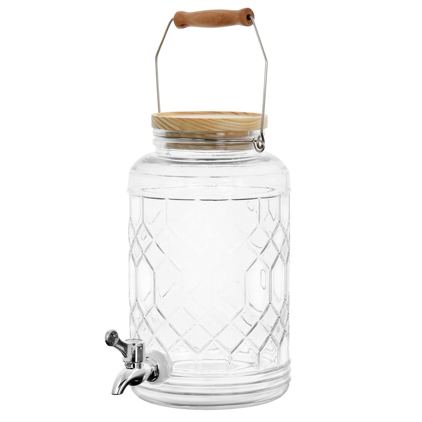 Gibson Home 0.95 Gallon Duval Glass Beverage Dispenser with Wooden Lid and Handle W2B