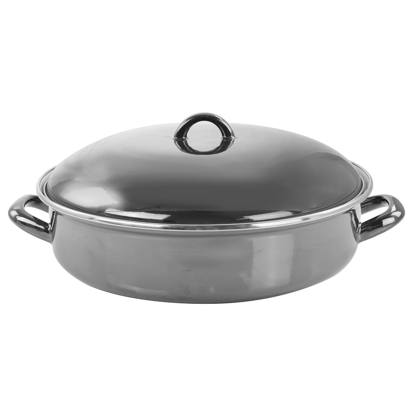 Gibson Home 5 Quart Gray Enamel on Steel Braiser Pan with Lid W2B