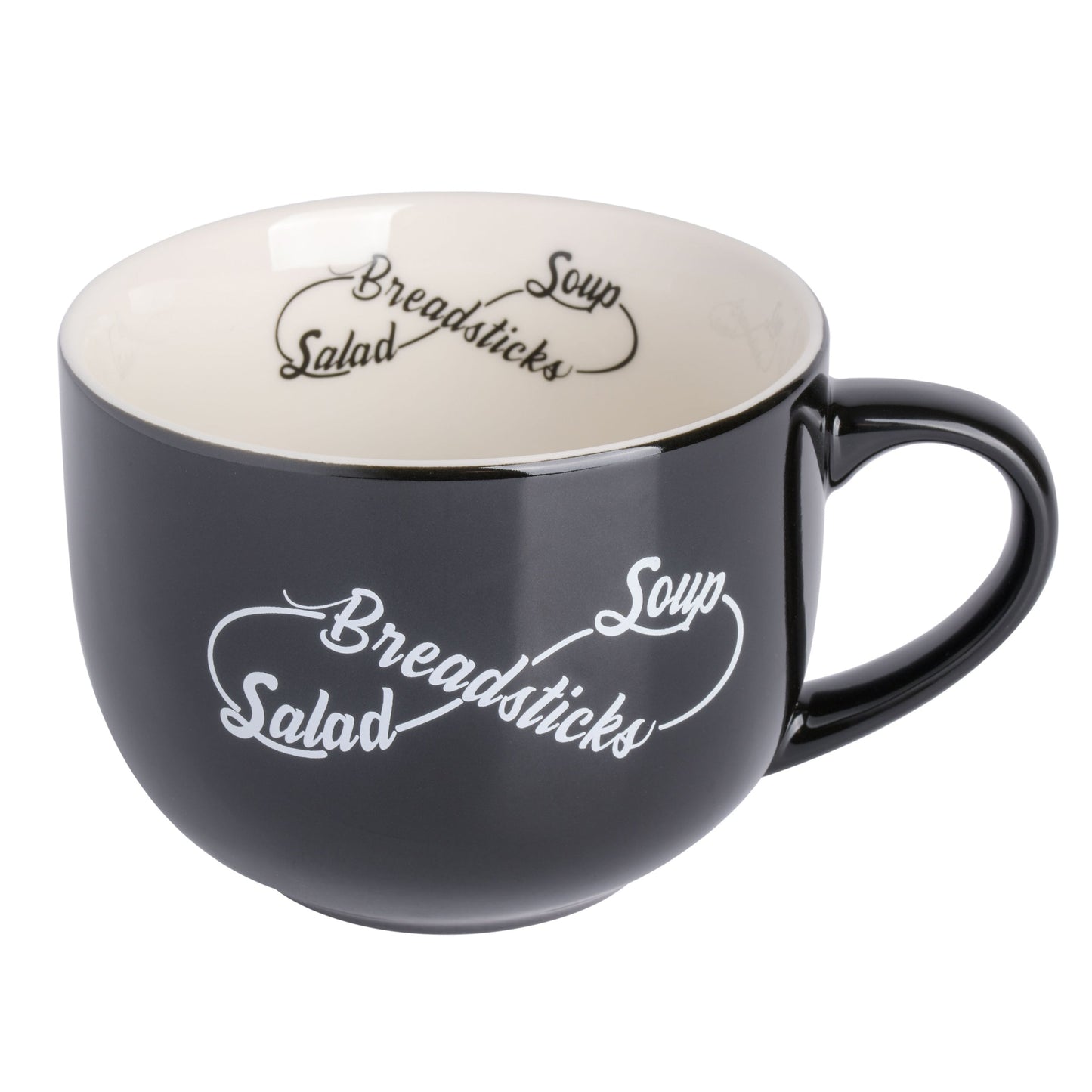 Babish 17 Ounce Wide Fine Ceramic Breadstick Soup & Salad Mug in Black W2B