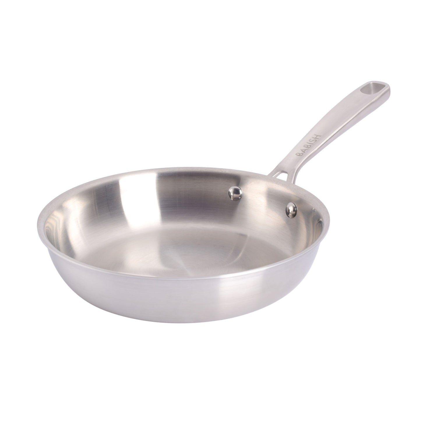 Babish 8 Inch Stainless Steel Tri-Ply Double Riveted Fry Pan in Silver W2B