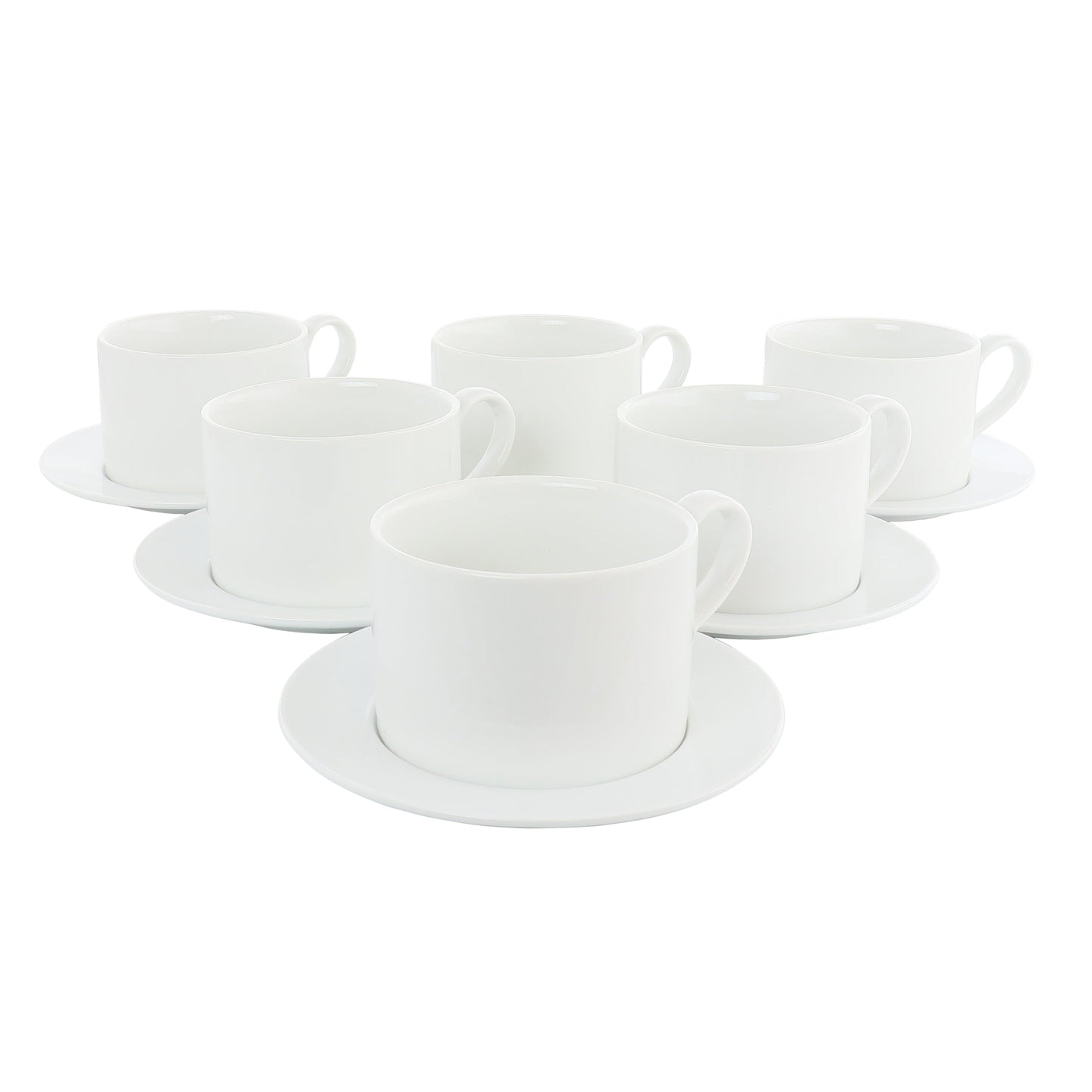 Our Table Simply White 6 Piece 3.75 Inch Porcelain Cups With Saucers Set W2B