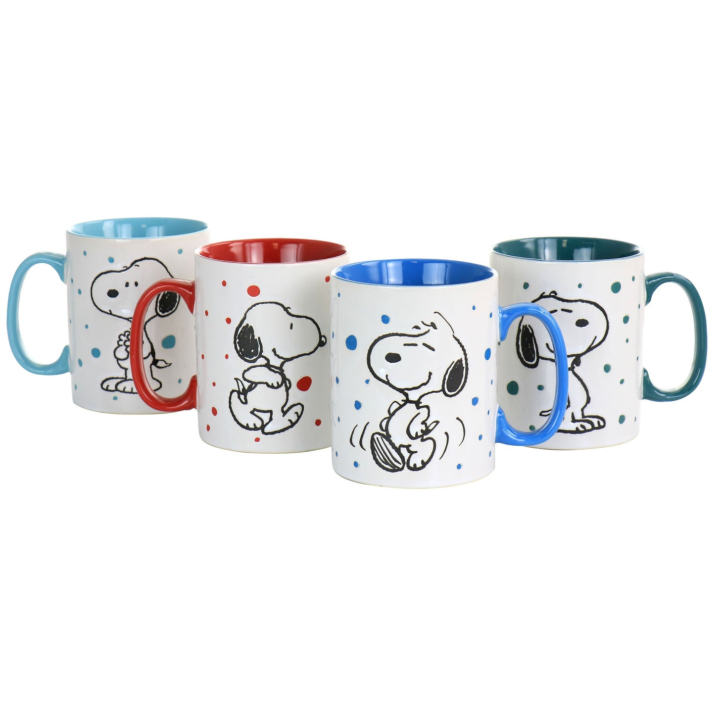 Gibson Peanuts Freckled Joy 15oz Stoneware 4 Piece Mug Set in Assorted Designs W2B