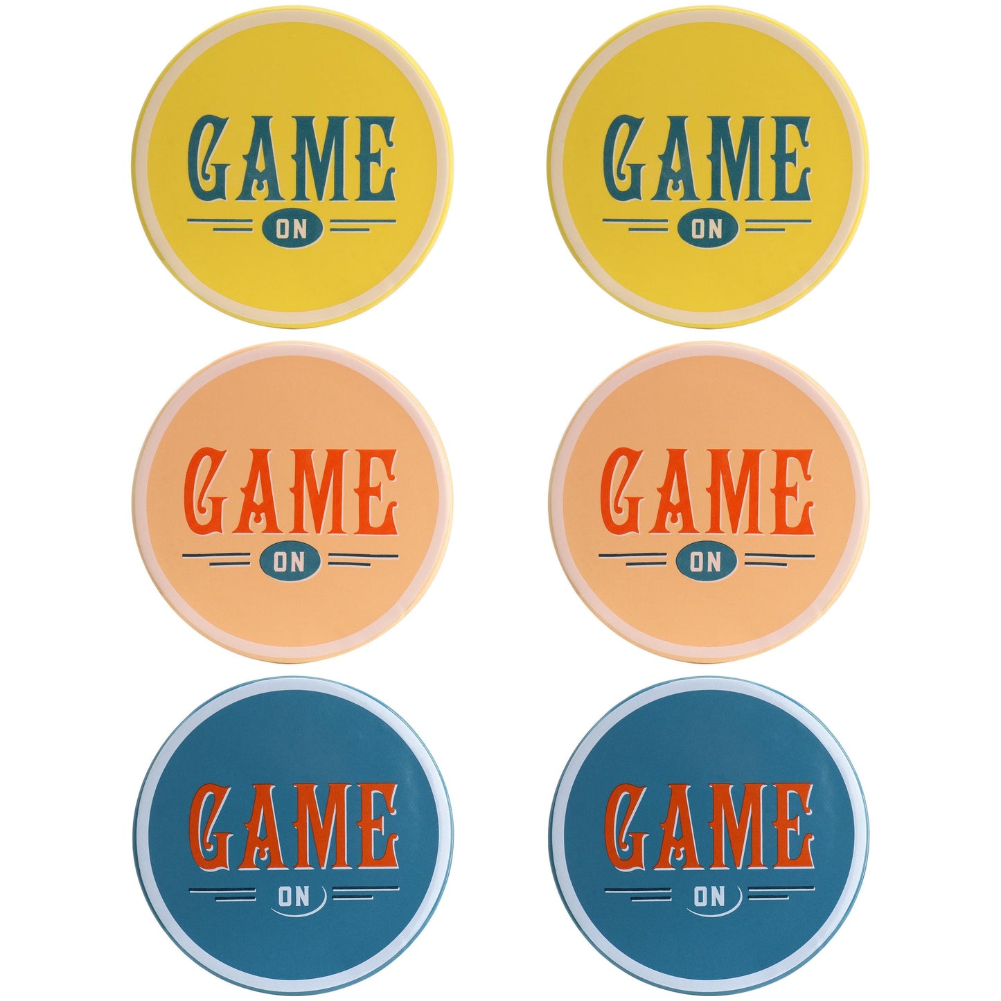 Wanda June Home Game On 6 Piece Stoneware Coaster Set in Assorted Colors W2B