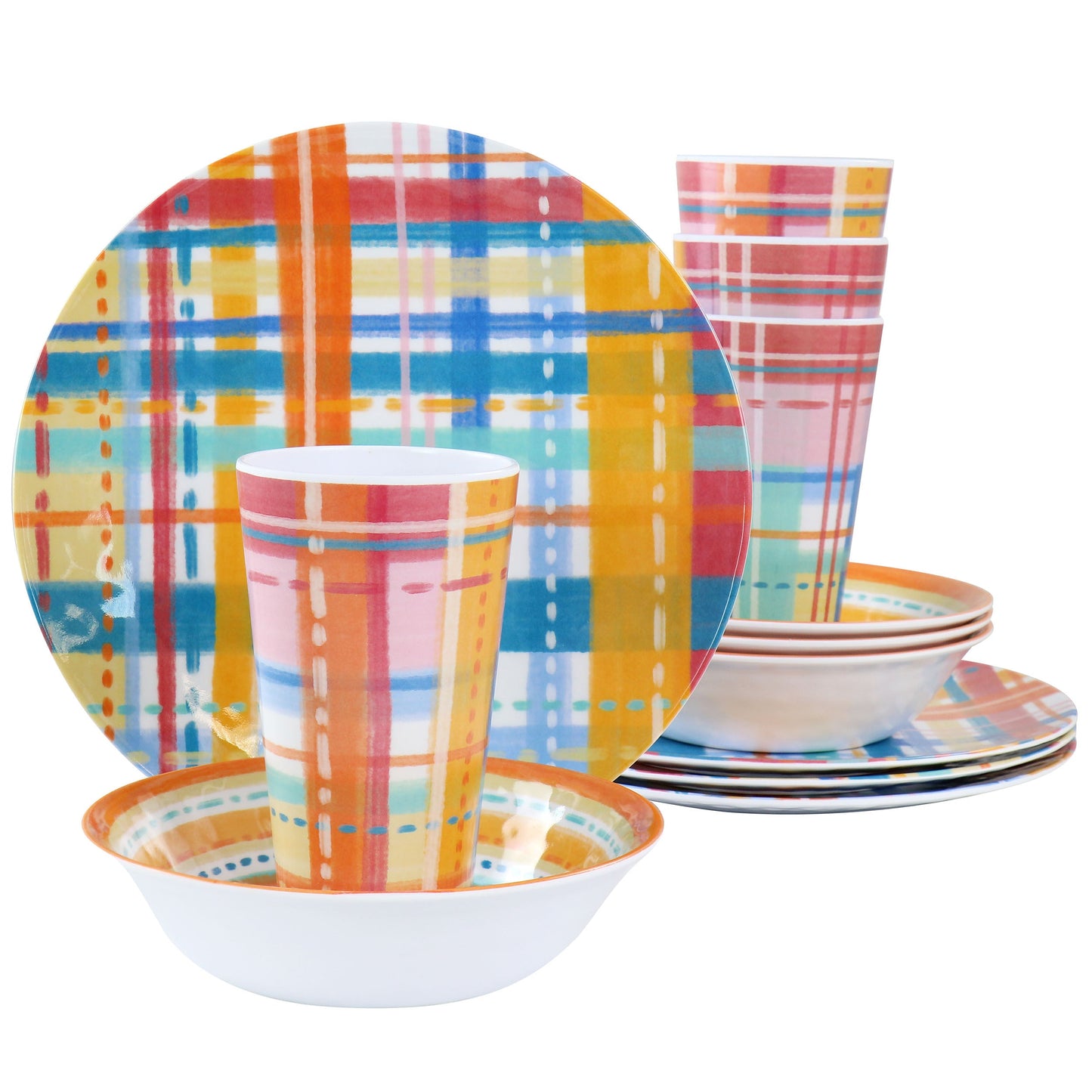 Laurie Gates California Designs Casablanca 12 Piece Melamine Dinnerware Set in Multi W2B
