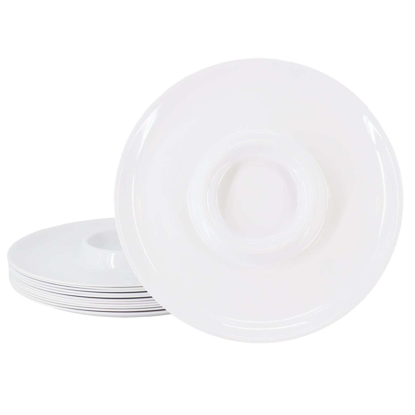 Gibson Home Grayson 12 Piece 12 Inch Round Melamine Chip and Dip Platter Set in White W2B